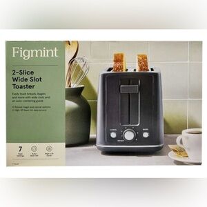 Figmint 2-Slice Wide Slot Toaster with Auto Shut-Off & High Lift Lever.